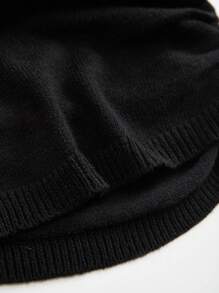 SHEIN Unity Flower Decor Off-The-Shoulder Knit Pullover Fall Winter Sweater - Black - View 6