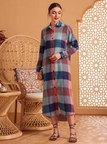 Seusyu Women's Plaid Shirt Dress Fall Cloth For Women - Multicolor - View 6