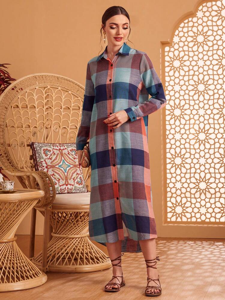 Women's Plaid Shirt Dress Fall Cloth For Women