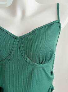 Flirla Plus Size Women's Drawstring Ruched Striped Camisole Tank Top - Multicolor - View 5