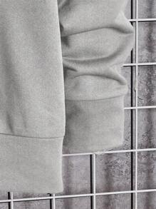 RueChic Men's Hooded Sweatshirt With Letter Prints - Light Grey - View 3