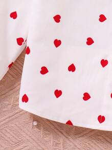 SHEIN 年轻女孩心形印花彼得潘领衬衫 - 白色 - 查看 4
