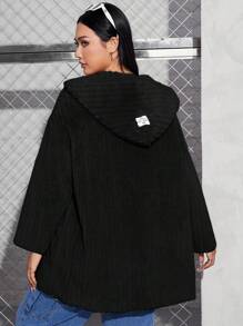 SHEIN EZwear Kích thước lớn áo có mũ Sang trọng Áo khoác Với Đã vá - màu đen - Xem 1