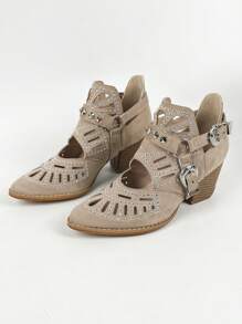 Styleloop Của phụ nữ Thời trang Dày Gót chân Giày ống Ankle - Màu Tím - Xem 6