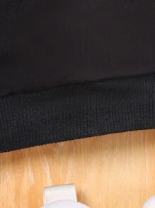 SHEIN 小女孩休閒純色字母印花連帽衛衣,春季和秋季 - 黑色 - 查看 4