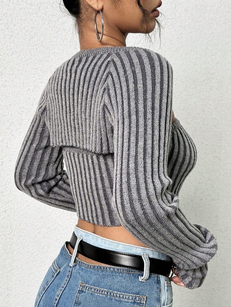 Women'S Solid Color Ribbed Knit Cardigan Fall Cloth For Women