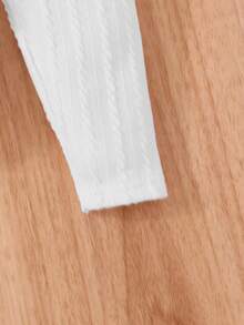 SHEIN 3 chiếc quần dệt kim màu trơn thông thường dành cho trẻ sơ sinh có eo co giãn - Màu Đỏ Sâu - Xem 3