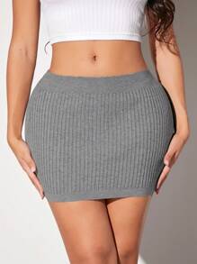 SHEIN SXY Falda Lápiz Ajustada Con Suéter De Punto Para Mujer