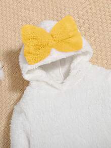 SHEIN Em bé Cô gái Giải trí Và Đáng yêu Bowknot Lông cừu Áo nỉ Và Quần Bộ , Trung bình Độ dày - Nhiều màu - Xem 3