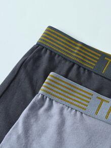 5 Stücke Set Atmungsaktive Boxershorts Unterwäsche Für Herren Buchstabe Muster, Geeignet Für Alle Jahreszeiten