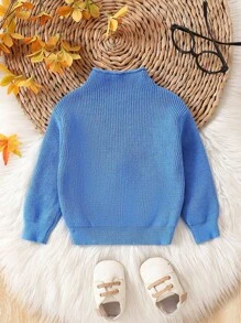 Boys' (little) Solid Color Stand Collar Casual Sweater