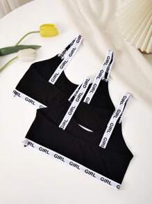 Áo Bra Jacquard Letter Có Dây Cho Nữ (3 Gói) Thể Thao - Nhiều màu - Xem 2
