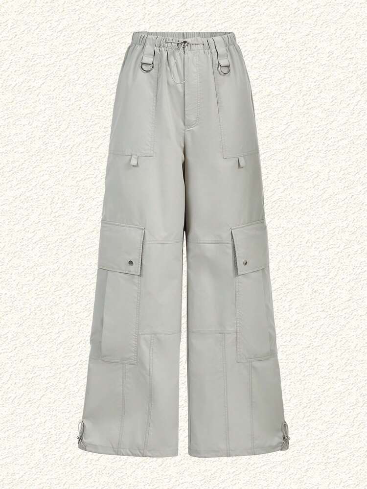 Drawstring Waist Pocket Decoration Cargo Pants