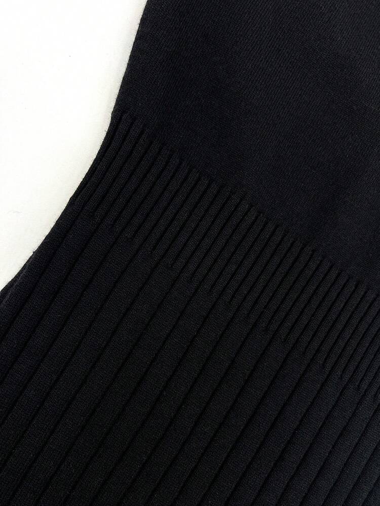 Hot Rhinestone Halterneck Hip-Hugging Sweater Dress With Black Sleeves Fall Cloth For Women
