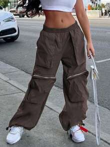 Cargo Hose mit Große Taschen Schnürzug am Saum, - Kaffeebraun - Übersicht 3