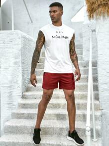 Manfinity Sport Corelite Men's Letter Printed Sports Tank Top Workout Tops - White - View 4