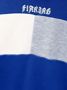 SHEIN 青少年男童連帽色塊套頭衫和運動褲套裝 - 寶藍色 - 查看 8