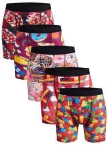 Men 5pcs Geo Print Boxer Brief - Multicolor - View 1