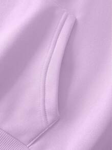 SHEIN EZwear 大码女式卫衣，印有泰迪熊和字母图案 - 淡紫色 - 查看 7