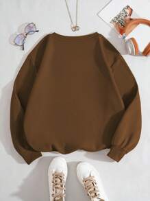 SHEIN Character Print Casual Sweatshirt With Round Neck,Long Sleeve Tops Graduation,Back To School Outfits,Graduation,Teacher Outfits For Women,Back To School
