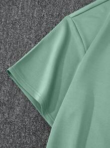 SHEIN Manfinity Homme Men Plus Slogan Print Crew Neck Short Sleeve T-Shirt - Mint Green - View 5