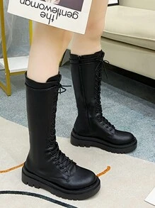 ROMWE Goth Women's Knee High Boots - Black - View 1