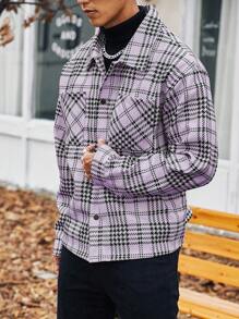 Manfinity Homme Men's Plus Size Plaid Woolen Overcoat