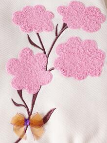 Baby Girls' Embroidered Long Sleeve Sweatshirt, Spring And Autumn - Beige - View 5