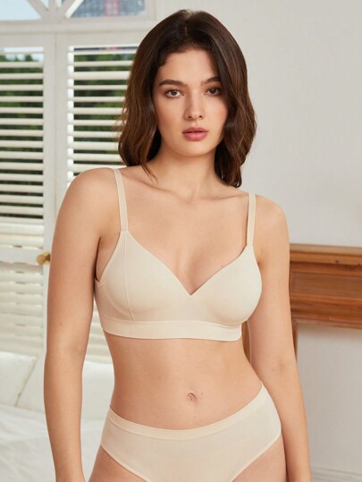 Ocili Sujetador negro para mujer extremadamente elástico, sin costuras y amigable con la piel, con relleno no removible - Nude