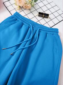 INAWLY 下肩設計,束口連帽衛衣和褲子套裝