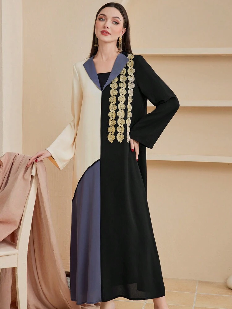 Ladies Color Block Lace Spliced Dress
