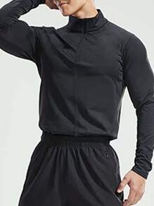 SHEIN Street Sport 男士字母印花立領夾克 - 黑色 - 查看 2