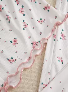 CottageSlumber Bộ đồ ngủ gồm áo hai dây viền ren và quần short họa tiết hoa, quần dài, họa tiết hoa rực rỡ, ấm cúng và thanh lịch - Nhiều màu - Xem 6