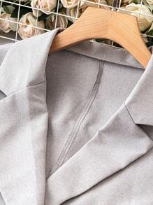 SHEIN LUNE Của phụ nữ Màu thuần Đúng mốt Thanh lịch Kích thước lớn Làm Việc  Bộ đồ - Xám - Xem 4