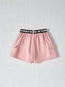 Girls' Casual Cargo Shorts - Pink - View 2