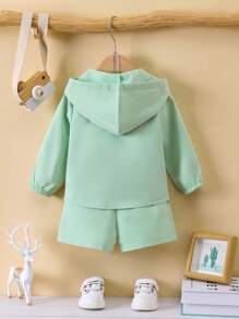 Baby Boys' Hooded Jumpsuit With Text Print - Multicolor - View 2