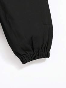 SHEIN 嬰兒男童帶蓋口袋戰鬥牛仔褲 - 黑色 - 查看 3
