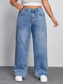 SHEIN ICON Plus Size Women's Denim Pants