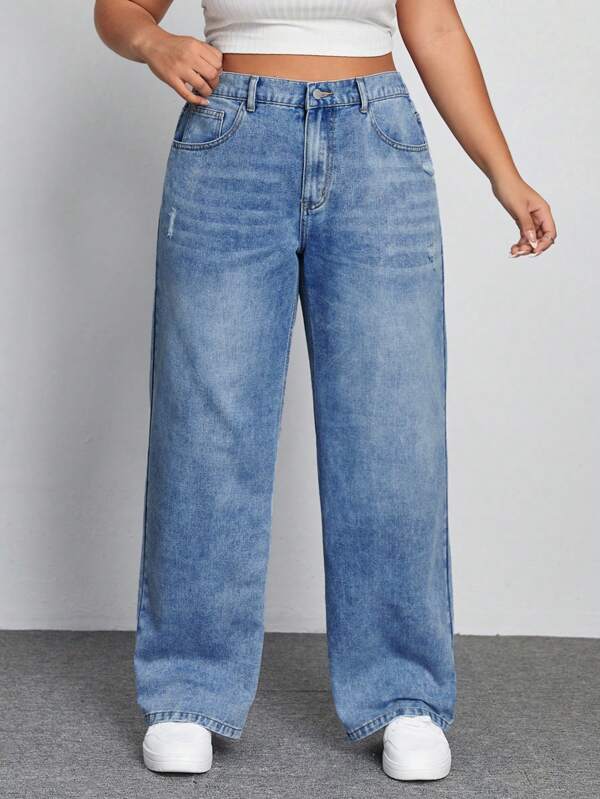 SHEIN Plus Size Women's Denim Pants