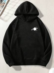 Artistic Print Men's Hooded Sweatshirt | Add Creativity To Your Style - Black - View 3