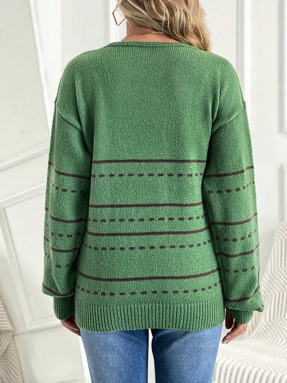 Maternity Striped Drop Shoulder Sweater, For Winter