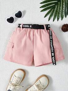 Girls' Casual Cargo Shorts - Pink - View 3