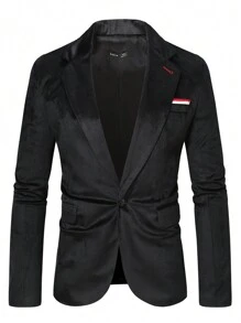 Manfinity Mode 男士單排扣一粒扣正式場合西裝外套 - 黑色 - 查看 3