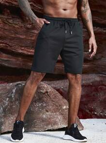 Manfinity Sport Corelite 男士抽绳腰运动短裤 黑色运动短裤 - 黑色 - 查看 6