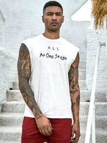 Manfinity Sport Corelite Men's Letter Printed Sports Tank Top Workout Tops - White - View 1