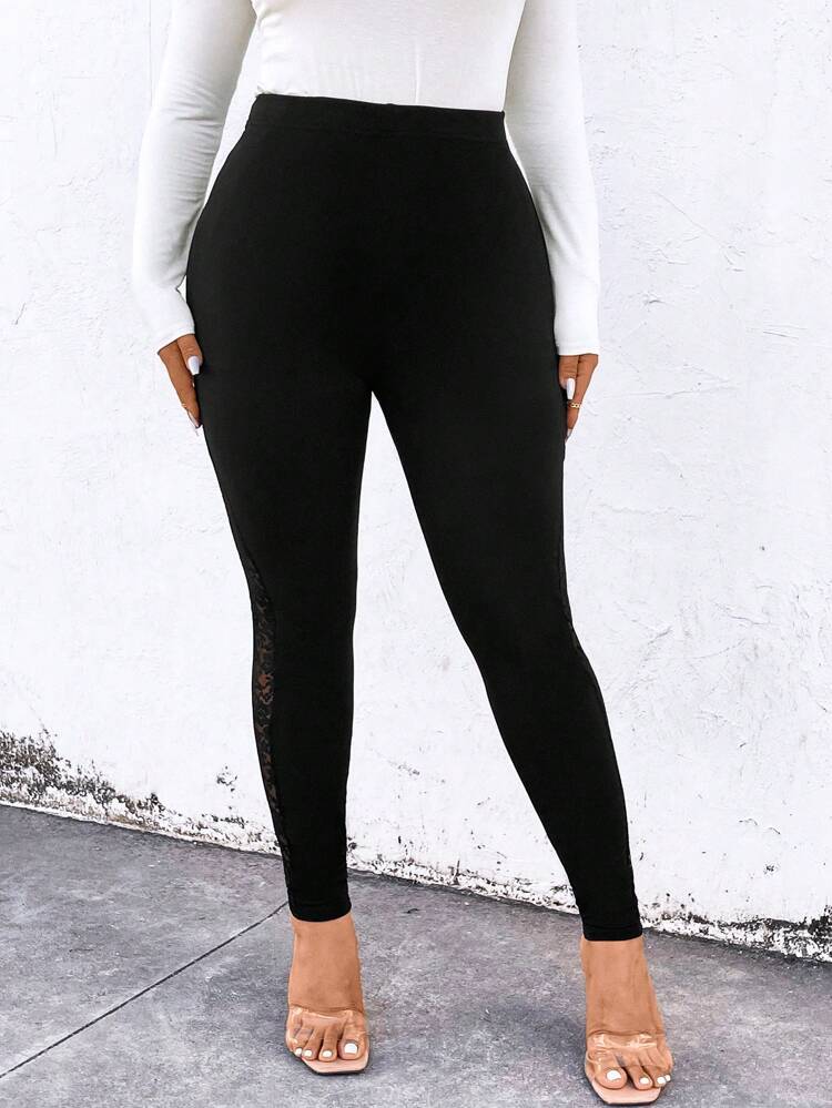 Plus Size Women's Lace Patchwork Leggings Fall Cloth For Women