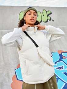 SHEIN Sports Women's Corduroy Outdoor Sports Vest - White - View 6
