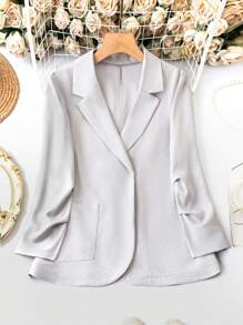 SHEIN LUNE Của phụ nữ Màu thuần Đúng mốt Thanh lịch Kích thước lớn Làm Việc  Bộ đồ - Xám - Xem 1