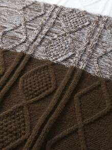 Manfinity Nam Khối màu Tay áo dài Áo len - Cà phê nâu - Xem 8