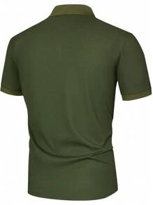 Manfinity Homme Men Solid Polo Shirt - Army Green - View 2